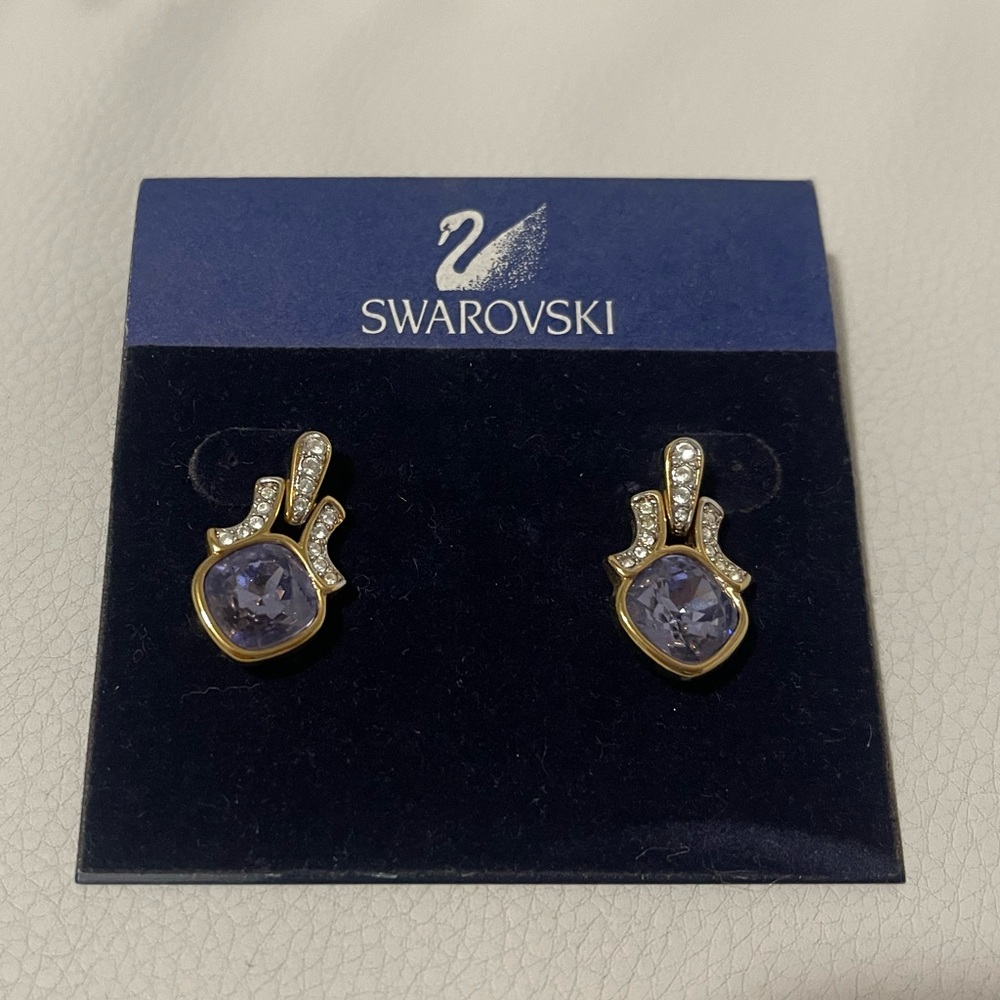 Vintage Swarovski Swan Purple Earrings *NEW